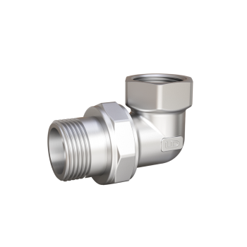 Сгон разъемный (американка) латунь никель угловая DN20 3/4" ВР * 3/4" НР LD  ВИА