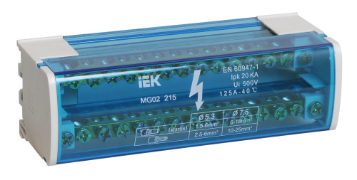 Шина на DIN-рейку в корпусе (кросс-модуль) L+PEN 2х15 IEK ВИА