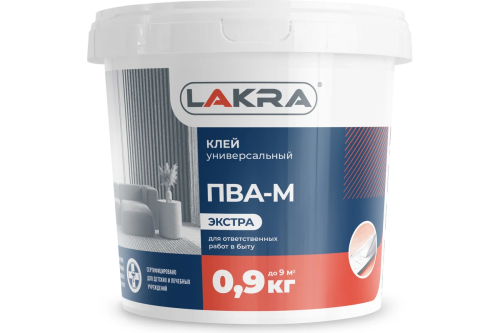 Клей ПВА-М универсальный Экстра ЛАКРА 0,9кг