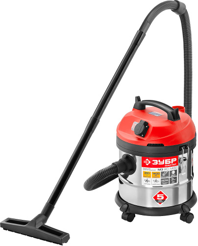 Пылесос строительный 20л 1400Вт сухая и влажная уборка корпус из нерж.стали ЗУБР (ПУ-20-1400 М3) ВИА