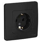 Розетка скрытой установки 1-ая антрацит с заземлением без шторок 16А 250В BLANCA ВИА