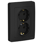 Розетка скрытой установки 2-ая антрацит с заземлением без шторок 16А 250В BLANCA ВИА