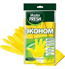 Перчатки ЭКОНОМ латексные с хлопком размер S/M желтые Master FRESH 4388 ВИА