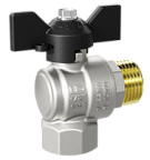 Кран угловой шаровой латунный с никелевым покрытием DN15 1/2" ВР*НР бабочка LD Pride