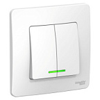 Выключатель скрытой установки 2кл белый с подсветкой (схема 5) 10A 250B BLANCA ВИА