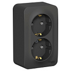 Розетка наружная 2-ая антрацит с заземлением без шторок с изолирующей пластиной 16А 250В BLANCA ВИА