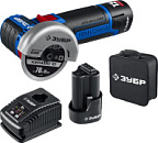 УШМ бесщеточная сумка Т7 12В d76 мм 2 АКБ (2 Ач) ЗУБР Профессионал (AB-76-22) ВИА