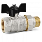 Кран шаровой латунный с никелевым покрытием  DN15 1/2" ВР*ГШ американка бабочка LD Pride