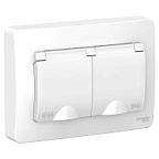 Розетка скрытой установки двойная с заземлением со шторками IP44 белый SCHNEIDER BLANCA ВИА