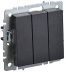 Выключатель трехклавишный 10А ВС10-3-0-БрЧ черный IEK BRITE ВИА