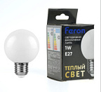Лампа светодиодная LED 1вт Е27 прозрачный 2700К (шар) Feron ВИА