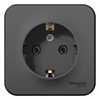 Розетка наружная 1-ая антрацит с заземлением без шторок с изолирующей пластиной 16А 250В BLANCA ВИА