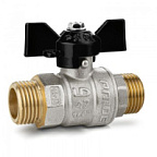 Кран шаровой латунный с никелевым покрытием DN15 1/2" НР*НР бабочка LD Pride