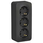 Розетка наружная 3-ая антрацит с заземлением без шторок с изолирующей пластиной 16А 250В BLANCA ВИА