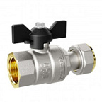 Кран шаровой латунный с никелевым покрытием DN15 1/2" ВР*НГ с накидной гайкой бабочка LD Pride ВИА