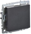 Выключатель одноклавишный проходной (переключатель) 10А черный IEK BRITE ВИА