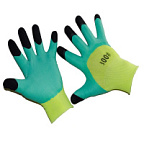 Перчатки #300 Салатовые с черными пальцами
