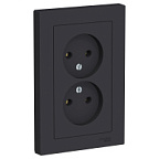 Розетка двойная без заземления 16А в сборе карбон ATLASDESIGN ВИА