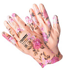 Перчатки садовые Цветочек нейлоновые покрытые прозрачным нитрилом