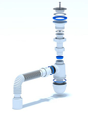 Сифон 1 1/2"*40 с гибкой трубой 40*50 (для кухонных моек с диам. слива 50-60 мм) АниПласт С0110 ВИА