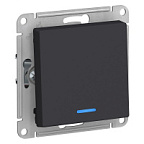 Выключатель одноклавишный с подсветкой схема 1а 10АХ механизм карбон ATLASDESIGN ВИА