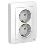 Розетка скрытой установки 2-ая белая с заземлением без шторок 16А 250В BLANCA ВИА